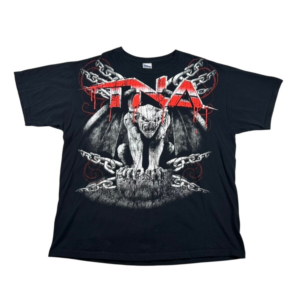 Vintage TNA Wrestling Shirt Men XL Gargoyle Aggressive AOP Graphic Horror Y2K